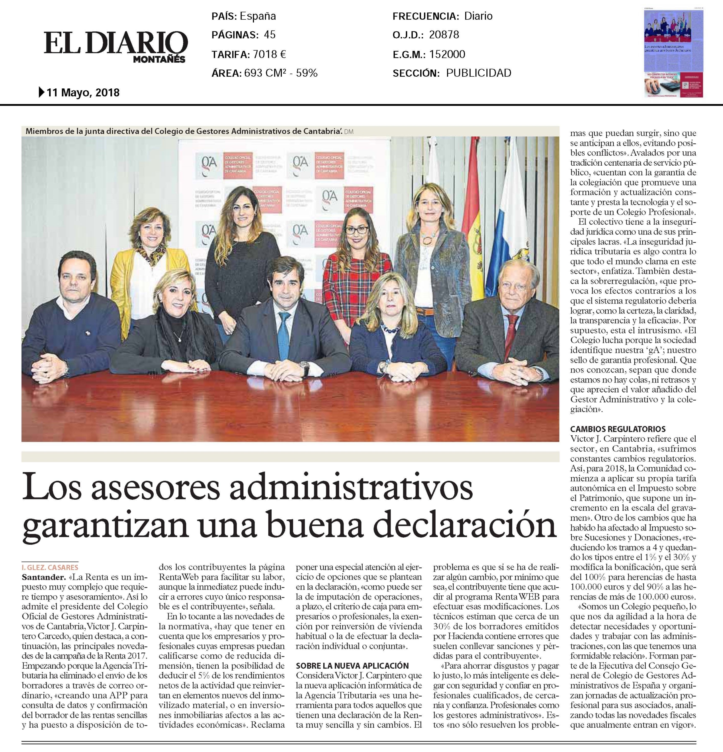 Diario Montañés. Renta11may18